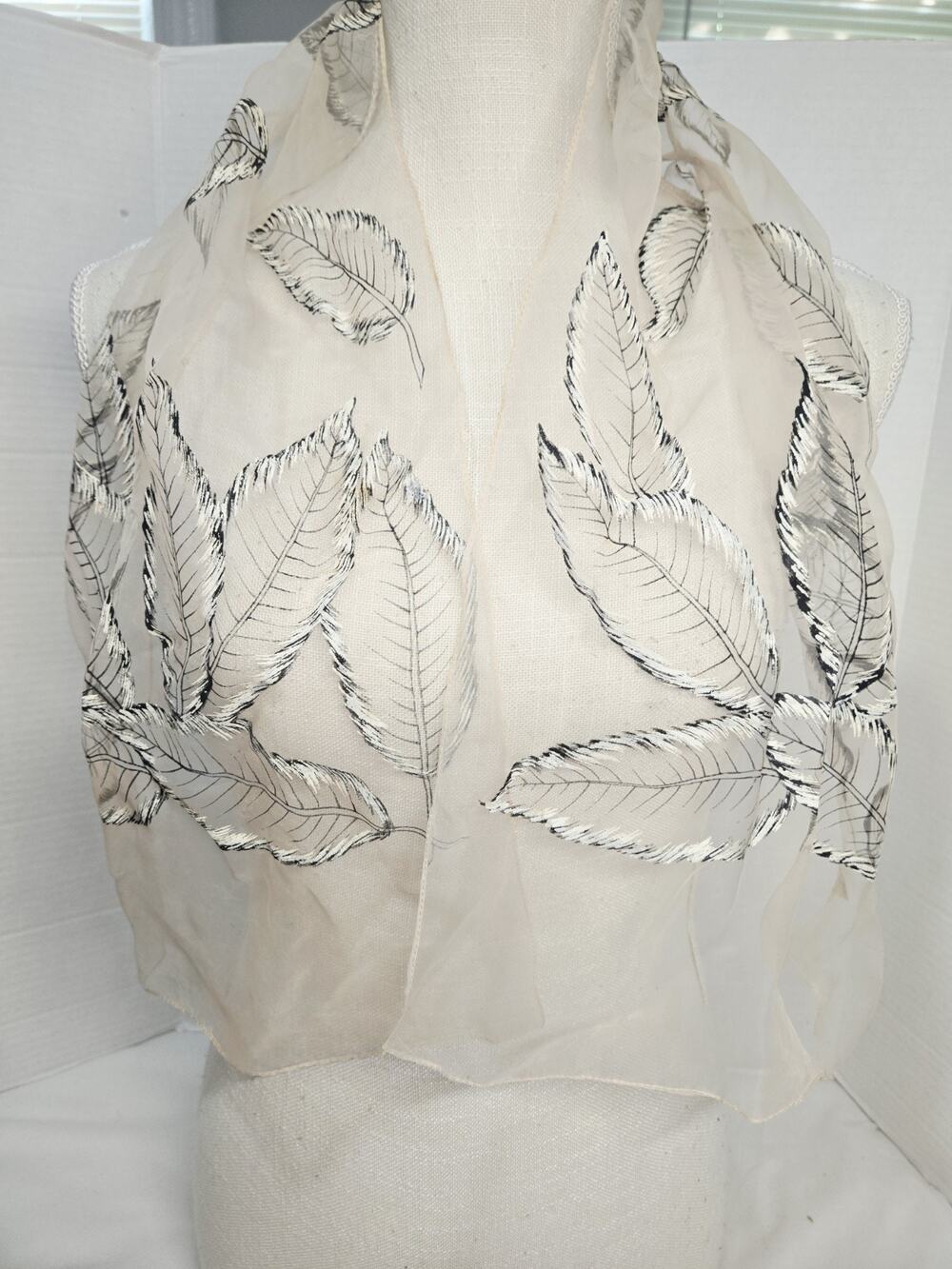 Feather Fringe Wrap Nylon Scarf Ladybug Made ITaly Lace Sheer Grunge Boho